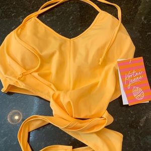 Kortni Jeane yellow tie-up swim top. Size medium.